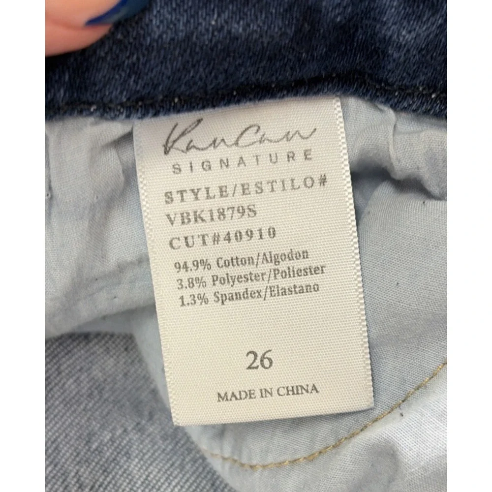 Kancan Kurvy Mid Rise Super Flare Frayed Hems Jeans Size 26×30 Bnfts Charity